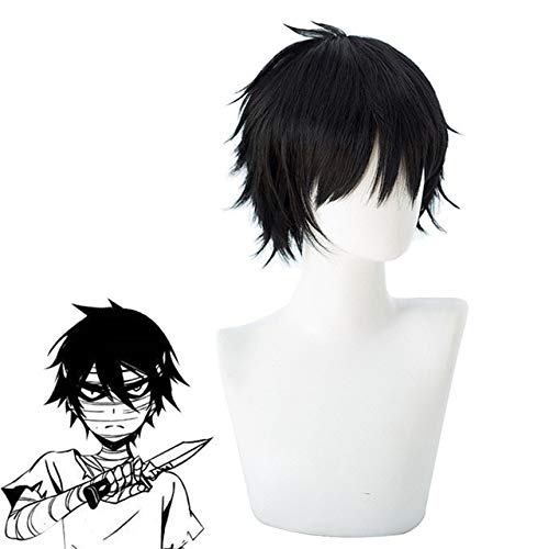 GJBXP Schwarz Neue Ankunft Engel Des Todes Zack Cosplay Perücke Für Mann Jungen Kurze Gerade Anime Party Perücke Hochwertige Synthetische Haar Beige von GJBXP