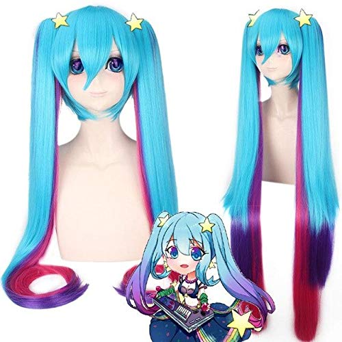 GJBXP Vocaloid Hatsune Miku Perücke Pferdeschwänze Black Rock Shooter Senbon Zakura Cosplay Perücke Langes Haar Blau Grün Schwarz Rosa Silber Perücken 27 von GJBXP