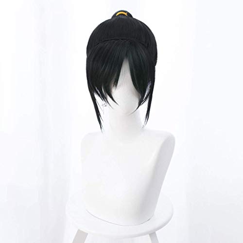 GJBXP Wrack-Es Ralph2 Anime Cosplay Rose Net Perücken 100% Hochtemperaturbeständige Faser Schwarz Lange Gerade Single Pony Schwanz Haar 12 zoll von GJBXP