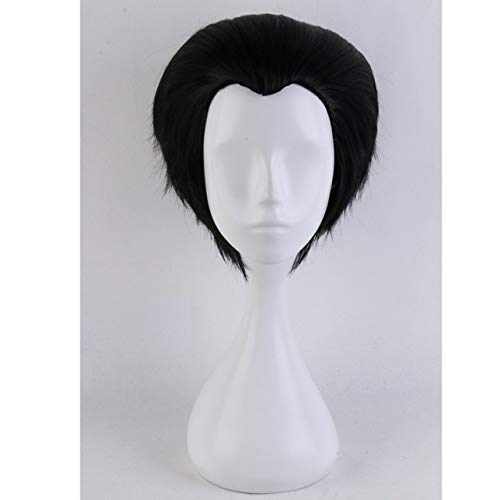 GJBXP Yuri Auf Eis Katsuki Yuri Kurze Schwarze Cosplay Perücke Männer Hitzebeständige Synthetische Anime Haar Slicked-back Kostüm Perücken + Perücke Kappe schwarz perücke 2 von GJBXP