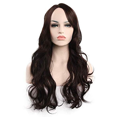 GJBXP lange volle gewellte lockige dunkle Wurzeln Omber schwarz Cosplay Perücken hitzebeständige synthetische Faser echte natürliche für Frauen 130% Dichte 26 Zoll von GJBXP