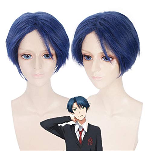 Gekkan Shoujo Nozaki-Kun Cosplay Perücke Blau Kurzes Kunsthaar Anime Kostüme Perücken Yu Kashima Halloween Party Zubehör von GJBXP