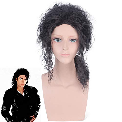 Michael Jackson Schwarze lockige Perücke Cosplay Kostüm Männer Frauen Hitzebeständige synthetische Haarperücken Michael Jackson Schwarze lockige Perücke Cosplay Kostüm Männer Frauen Hitzebeständige synthetische Haarperücken von GJBXP