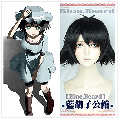 Neue Anime Steins Gate Ruka Urushibara Cosplay Shiina Mayuri Perücke Schwarz Kurzes lockiges Halloween Synthetisches Haar + Kostenlose Perückenkappe von GJBXP