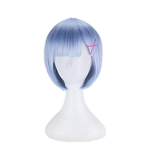 Re Zero Ram Rem Perücken Kopfschmuck Re: Leben in einer anderen Welt als Zero Cosplay Kostüme Blau Rosa Badeanzüge Einheitsgröße Blau STIL 1 von GJBXP