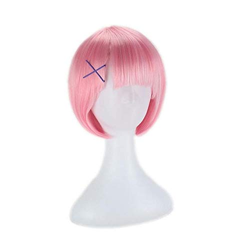Re Zero Ram Rem Perücken Kopfschmuck Re: Leben in einer anderen Welt als Zero Cosplay Kostüme Blau Rosa Badeanzüge One Size Pink STIL 1 von GJBXP