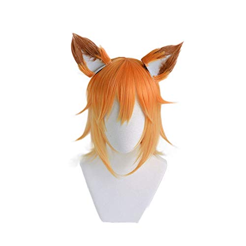 Sewayaki Kitsune keine Senko-san Senko kurze Perücke mit Ohren Kopfbedeckung Cosplay Kostüm Hitzebeständige synthetische Haare Party Perücken von GJBXP