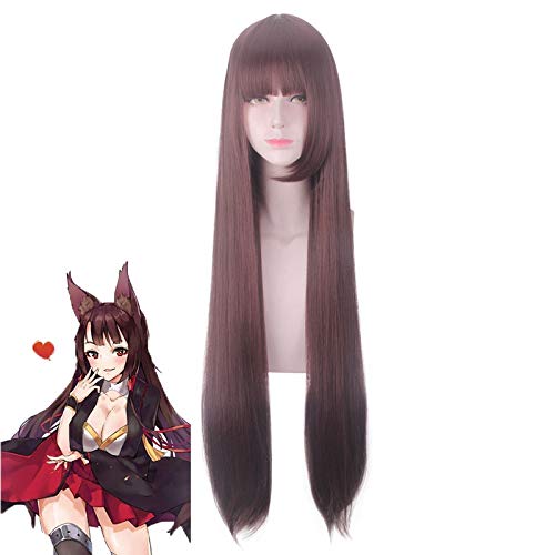 Spiel Azur Lane Akagi Cosplay Perücke 100cm lang Gerade Hitzebeständig Synthetisches Haar Halloween Party Rollenspiel Kostüm Perücken von GJBXP