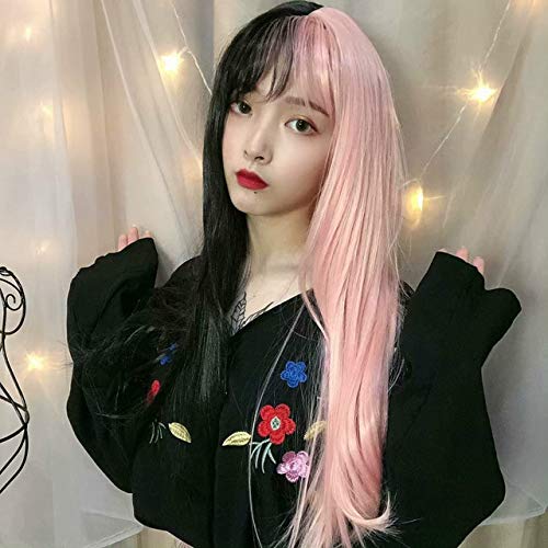 Zweidimensionale Anime Cosplay Perücke Männer und Frauen Universal Schwarz-Weiß Zweifarben Persönlichkeit Fake Hair Halloween Cosplay Perücke Modell 4 von GJBXP
