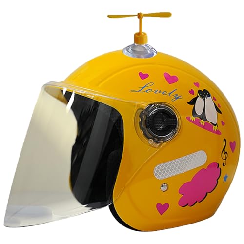 DOT/ECE-Zertifizierter Kinder-Motorradhelm, Universell Für Alle Jahreszeiten, Halbhelm Mit Bambus-Libelle, 3/4-Motorradhelm Mit Sonnenblende, Leichter Motorradhelm A,48-56cm von GJCKOPIUFA