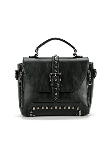 GJGJTER Frauen Tote Bag Niete Kleine Handtasche Punk Schultertaschen Crossbody Taschen Geldbörse-Schwarz von GJGJTER