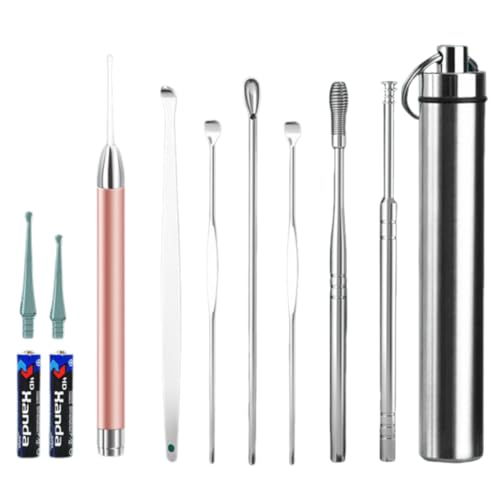 GJKLO 6 Stück Ohrenschmalz Entferner, Ohrreiniger für erwachsene, Ohrreinigungsset Mit 11,5 * 1,5 cm Edelstahlzylinder, Geeignet für Kinder Jugendliche und Erwachsene von GJKLO