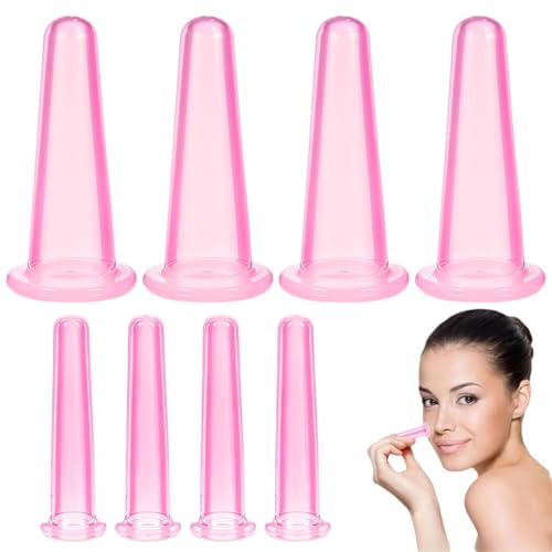 GJKLO 8 Stück Schröpfgläser silikon Schröpfen Cups Silikon schröpfen gesicht Saugglocke Massage Tools, Schröpfgläser Therapieset Anti Cellulite Becher Vakuum Saugnapf, Gesicht Schröpfkopf von GJKLO