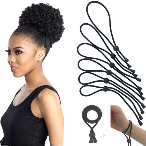Verstellbare Haargummis für dicke, lockige Frisuren - Afro-Puffs, Pferdeschwanz, Lokal, Ananas für schwarze Frauen und Mädchen (6 Stück) von GJRR