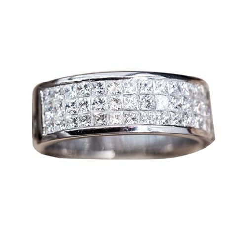 GJYombuke 8 mm breiter Bandring für Damen, halbrund, dreilagig, Mikrozirkonia, Verlobungsring, Ehering, Kupfer, rhodiniert, Messing, Zirkonia GJYombuke 8 mm breiter Bandring für Damen, halbrund, dreilagig, Mikrozirkonia, Verlobungsring, Ehering, Kupfer, rhodiniert, Messing, Zirkonia von GJYombuke