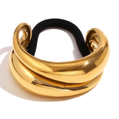 GJYombuke Edelstahl 18 Karat Vergoldet Metall zweilagige Haarbänder Tränenform Gold Haarspangen Pferdeschwanz 2-Schicht-Haar-Modellierung von GJYombuke