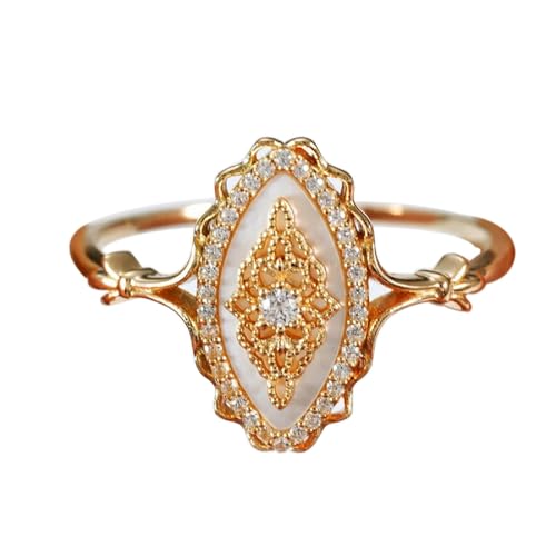 GJYombuke Einfache Welle Spitze Ring Damen Personalisiert Vintage Court Style Ring Goldringe für Frauen Versprechen Ringe für Sie, Messing, Zirkonia GJYombuke Einfache Welle Spitze Ring Damen Personalisiert Vintage Court Style Ring Goldringe für Frauen Versprechen Ringe für Sie, Messing, Zirkonia von GJYombuke