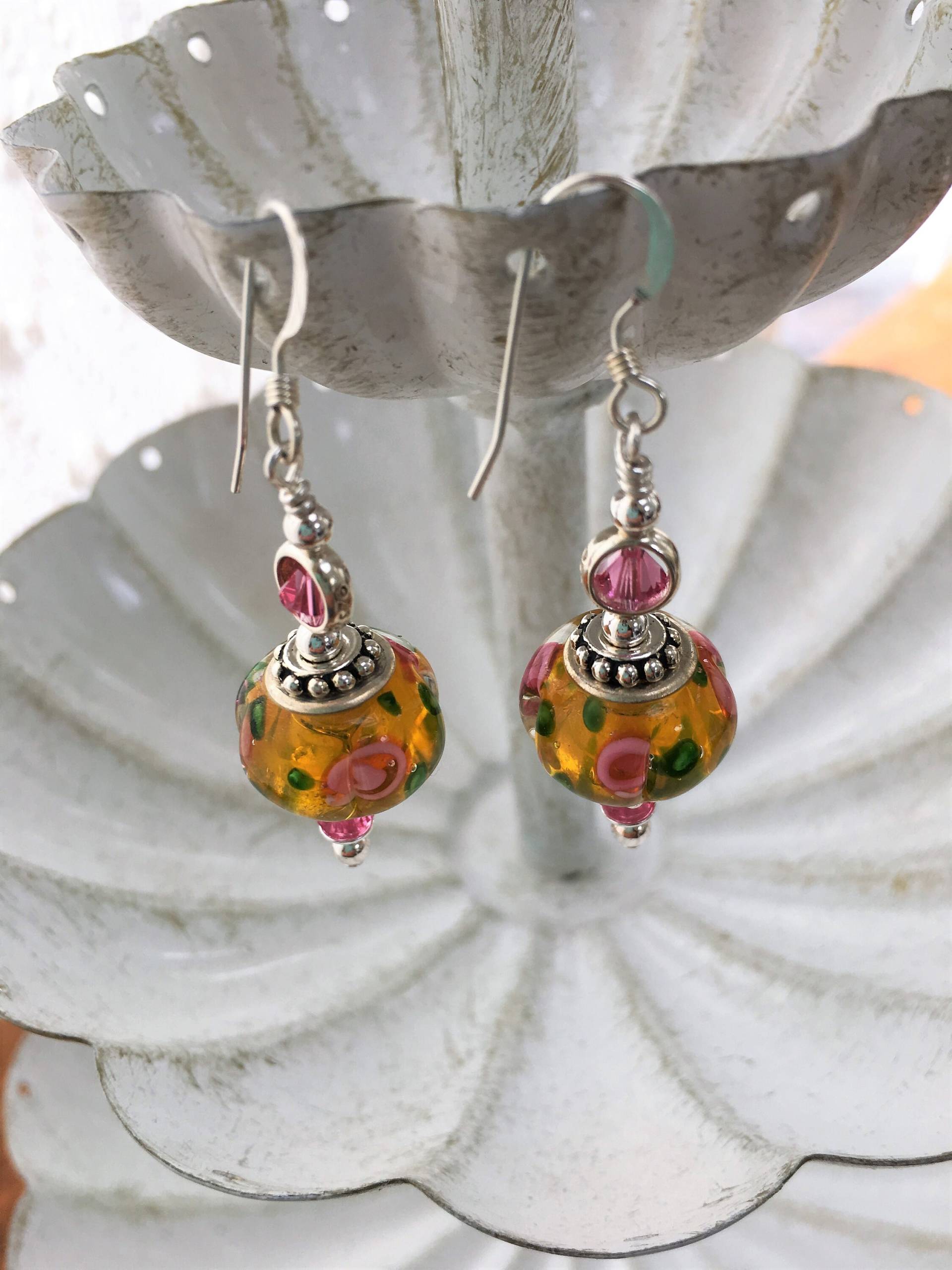 Gelb Mit Rose/Muranoglasperle Sterling Silber Gelb Mit Rose/Muranoglasperle Sterling Silber von GJsCollections
