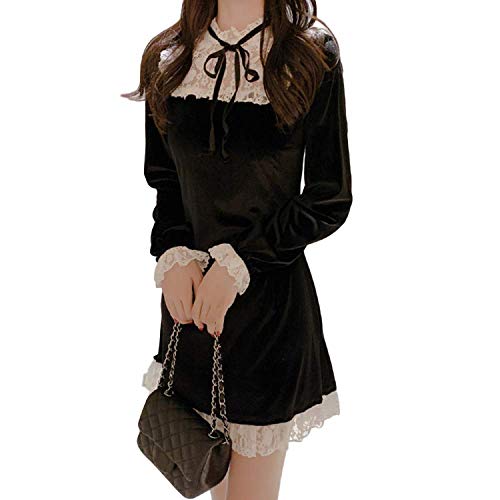 GK-O Damen Spitzenkleid Samt Rüschen Rüschen Gothic Lady Mini Retro Lolita Partykleid - Schwarz - Mittel GK-O Damen Spitzenkleid Samt Rüschen Rüschen Gothic Lady Mini Retro Lolita Partykleid - Schwarz - Mittel von GK-O