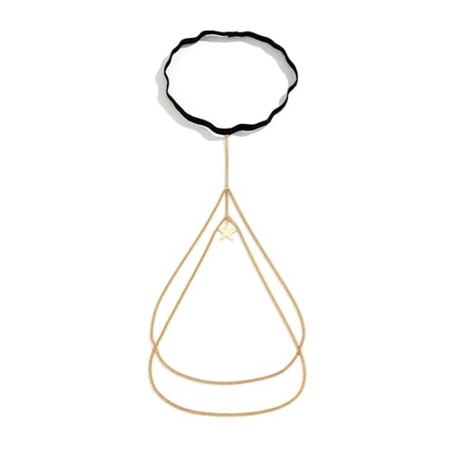 1 STÜCK Gothic Schwarzes Gummiband Oberschenkelkette Doppellagiges Metallbein Damen Sommer Strand Körperschmuck 1 STÜCK Gothic Schwarzes Gummiband Oberschenkelkette Doppellagiges Metallbein Damen Sommer Strand Körperschmuck von GKJHTED