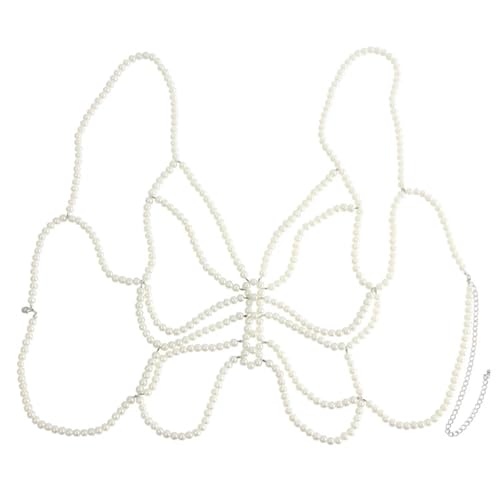 1 STÜCK Mehrschichtiger Retro-Stil Imitation Perle Brust Bankett Charme Damen Körperkette Schmuck von GKJHTED
