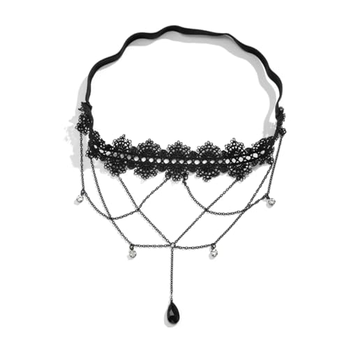 1 STÜCKE Gothic Schwarz Spitze Elastische Band Oberschenkel Kette Mesh Metall Quaste Bein frauen Sommer Strand Körper Schmuck 1 STÜCKE Gothic Schwarz Spitze Elastische Band Oberschenkel Kette Mesh Metall Quaste Bein frauen Sommer Strand Körper Schmuck von GKJHTED