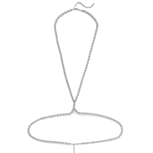 Damen-Körperkette mit Strasssteinen, Brustkette mit Kreuz, einfache Strass-Körperkette für den Sommer und Strand von GKJHTED