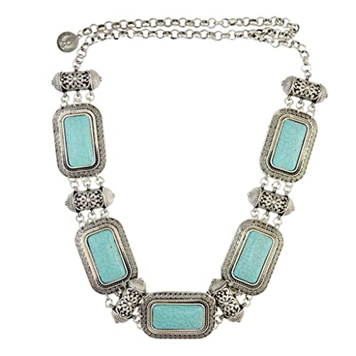 Halsketten Vintage Rechteck Geometrische Blaue Stein Bauch Taille Ketten Für Frauen Tanzkleid Gürtel Körper Kette Party von GKJHTED