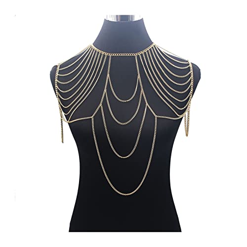 Körperkette Frauen Schulter Goldfarbe Einzigartiger Charme der Frau für Brautabschlussball Party Bauch Taille Körperkette Frauen Schulter Goldfarbe Einzigartiger Charme der Frau für Brautabschlussball Party Bauch Taille von GKJHTED