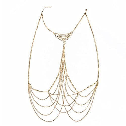 Körperkette – Goldene Kunst-Bauchkette für Damen, Strandgeschirr-Ketten, Halskette Körperkette – Goldene Kunst-Bauchkette für Damen, Strandgeschirr-Ketten, Halskette von GKJHTED