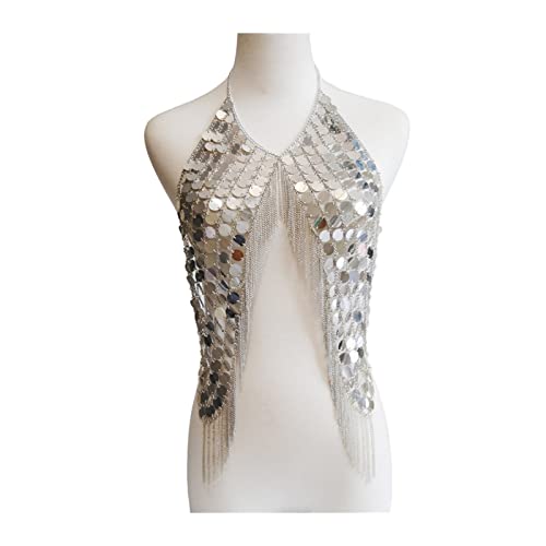 Körperkette Metall Pailletten Quaste Harness Halskette BH Frauen Taille Kette Legierung Bauch Taille von GKJHTED