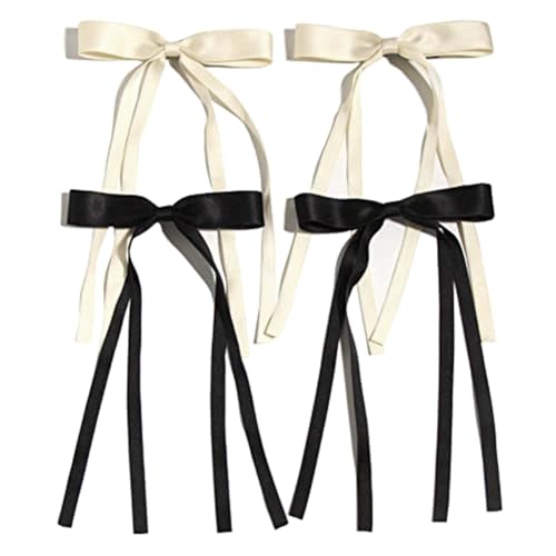 GKKICO 4 Stück Haarspangen für Damen, Schleifenband mit Langem Schwanz, Clip-Girl, für Haarspangen, Krallenschleife von GKKICO