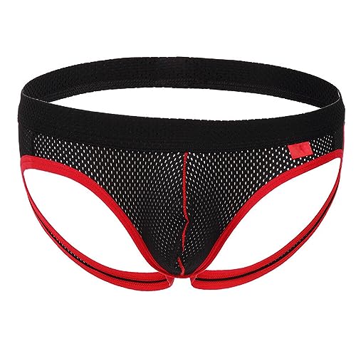 GKLWEJ Jockstrap String Tanga für Herren, Atmungsaktiv Männer Slips Sexy, Männer Slips Thong, Slips Jockstrap Männer, Sport Unterwäsche, Suspensorium Sexy Sportlich, XL, Schwarz von GKLWEJ