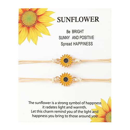 2-teilige Sonnenblumenarmbänder Versprechen Freundschaft Ein Paar Entfernung Matching Graduation Armband Böhmen Schmuck Gewebte Karte von GKYQVE