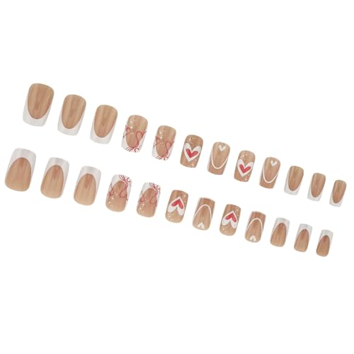 24pcs Press Auf Nails Square Trients On Nails Französisch Gefälschte Designs Falsche Künstliche Geschenke Für Frauen Girls Square Fake Nagel von GKYQVE