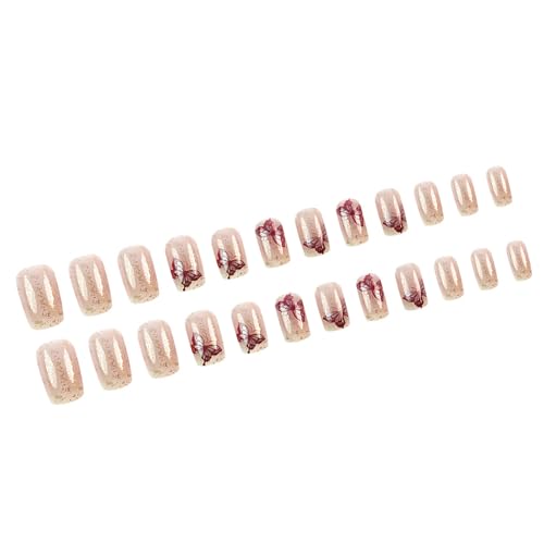 24pcs Square Press Auf Nägeln Französische Spitze Gefälschte Nägel Kleber Auf Designs Künstlicher Acrylstab Acrylklesum Nagel Für Frauen Klar von GKYQVE