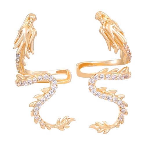 2pcs Mode Crystal Dragon Ohrknochen Clip Für Frauen Männer Punk Metall Unregelmäßig Ohne Piercing Schmuckmanschette Hochzeitsgeschenke von GKYQVE