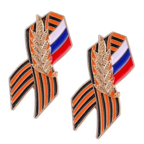 2pcs Ribbon Ohr Von Weizen Russische Flaggensicherheit Pin Brosche Retro Design Mehrzweck Modeschmuck Für Frauen Mädchen Eleganter Abend Lupe Pin von GKYQVE