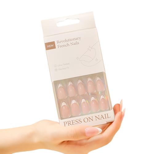 30pcs Press Auf Nägeln Mandel Middle Middle Artificial Acryl False Set French Stick Für Frauen Mädchen Einfach Auftragen Nägel Auftragen von GKYQVE