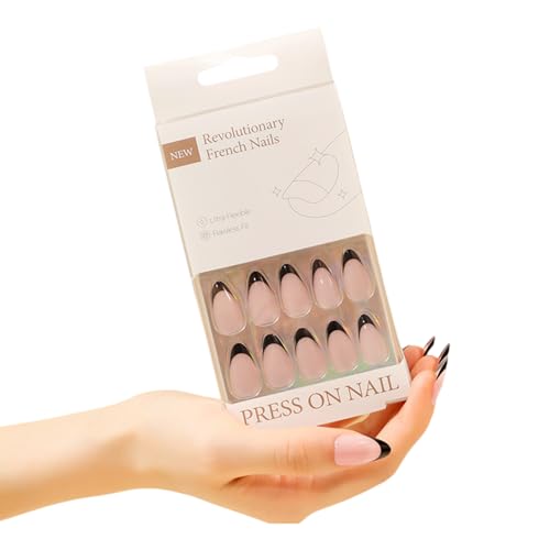 30pcs Press Auf Nägeln Mandel Middle Middle Artificial Acryl False Set French Stick Für Frauen Mädchen Einfach Auftragen Nägel Auftragen von GKYQVE