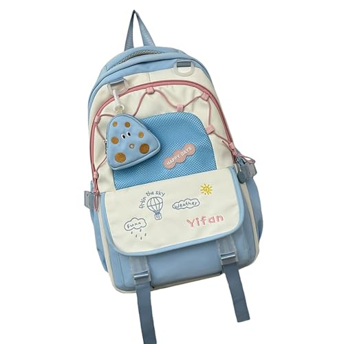 Ästhetische Modekontrast Farbschule Rucksack Für Jugendliche Mädchen Mit Münze Geldbeutel Großer Kapazität Nylon Daypack Buchstasche Reisebühne Rucksack von GKYQVE