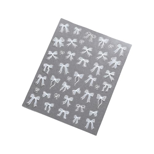 Bowknot Nails Sticker Kleber Aufkleber Weiße Bögen Kunstaufkleber Ribbon Schleife Abziehbilder von GKYQVE