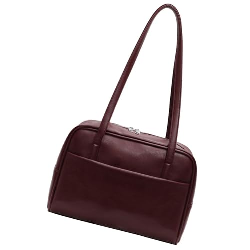 Damen Große Kapazität Umhängetasche PU Leder Achselstasche Koreanische Stile Achsel Retro Handtaschen Reißer Satchel Frauen Retro Achsel Achselhöhe PU Leder Unterarm Korean Styles Schulter von GKYQVE