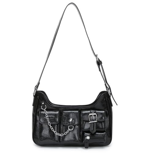Frauen Umhängetasche Multi Pockets Grunge Bag PU Leder Messenger Großer Kapazität Crossbody Für Winter Frauen Große Kapazität Schulter Grunge Multi Pockets Crossbody von GKYQVE