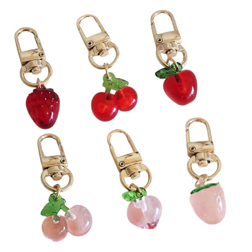 GKYQVE 6pcs Schöne Fruchttelefon Charme Mode Keychain Schlüssel Ornament Fruit Keyrings Geeignet Für Partys Und Lässige Outfits Telefon Lanyard von GKYQVE