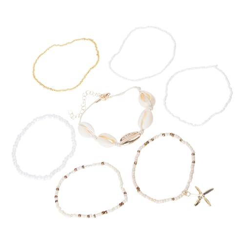 GKYQVE 7pcs Stilvolle Böhmische Perlenarmbänder Muscheln Und Perlen Styles Handchain Armbänder Accessoire Für Frauen Schalen Perlen Armband von GKYQVE