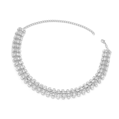 GKYQVE Auffällige Geometrische Halskette Einzigartige Halskette Legierungstextur Strasssteine Für Multifunktionale Modepaarung Geometrisch von GKYQVE