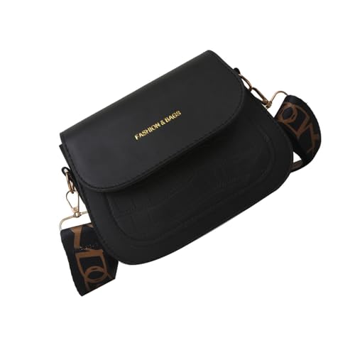 GKYQVE Breiter Schultergurt Quadratischer Tasche Mit Modischer Klappe Abdeckung PU Leder Crossbody Geldbörse Zum Einkaufen Und Reisebotte PU Lederklappe Umhängetasche von GKYQVE