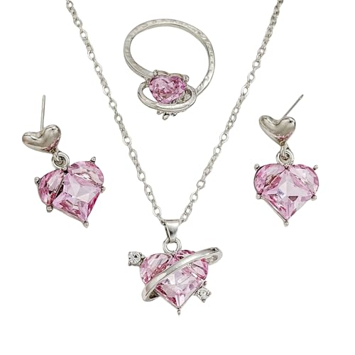 GKYQVE Bridal Accessoire Set Drop Ohrringe Schmuck Set Anhänger Halskette Herzringe Legierung Textur Für Hochzeiten Formelle Ereignis Herzringe GKYQVE Bridal Accessoire Set Drop Ohrringe Schmuck Set Anhänger Halskette Herzringe Legierung Textur Für Hochzeiten Formelle Ereignis Herzringe von GKYQVE