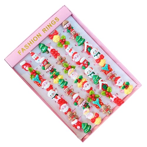 GKYQVE Cartoon Weihnachtsringe Spielzeugset Verschiedene Formen Offene Ringe Urlaub Schmuck Für Kinder Festliche Kinder Accessoires Festliche Accessoires von GKYQVE